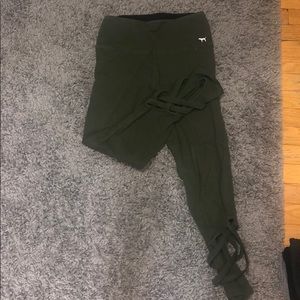 Green PINK Leggings w/ Cris-Cross bottoms